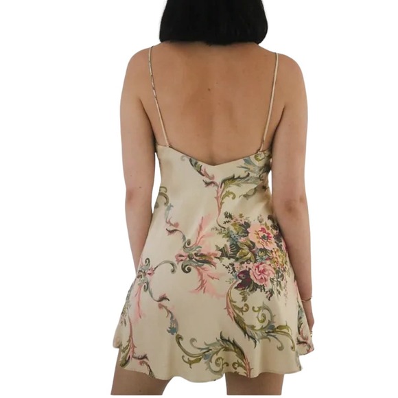 VINTAGE VICTORIA'S SECRET GOLD LABEL FLORAL SILK SLIP MINI DRESS WOMEN SIZE XSP - Picture 3 of 15